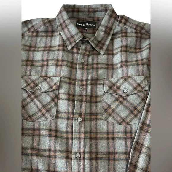 Men's XXL Plaid Flannel Shirt Gray Brown Grunge Workwear Lumberjack Cabincore - Picture 6 of 11